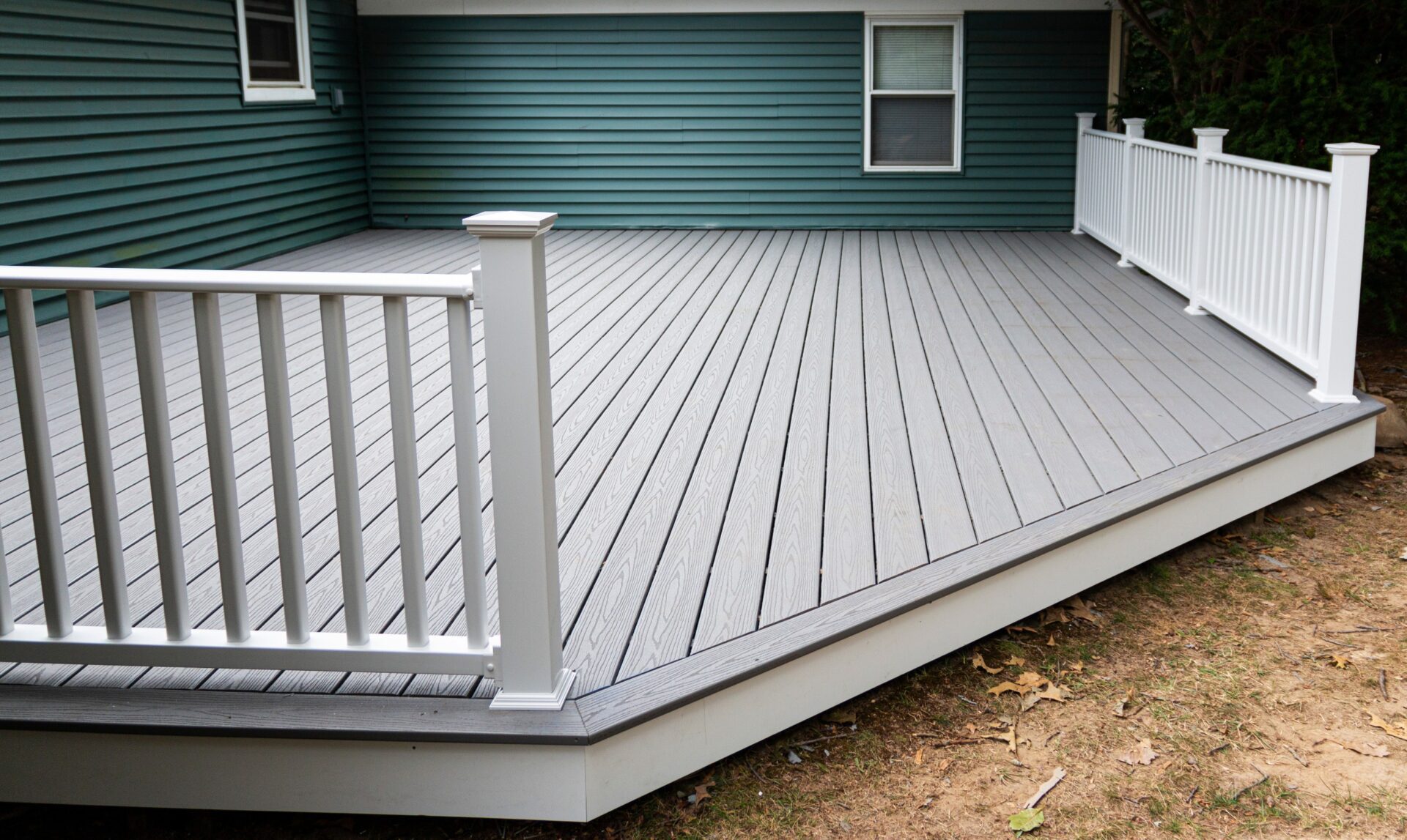 New deck is installed on the back of a house